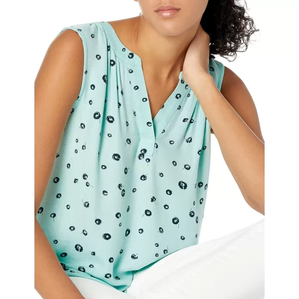 Amazon Essentials Womens Sleeveless Woven ShirtAqua Blue Poppy