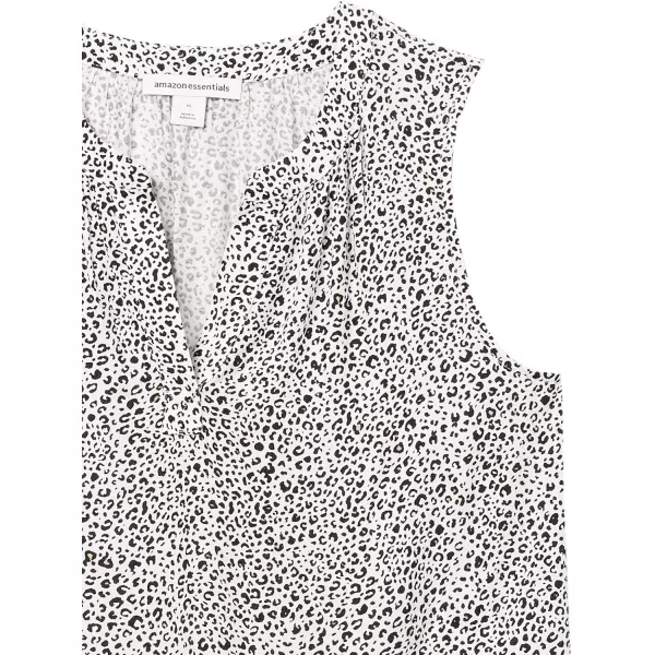 Amazon Essentials Womens Sleeveless Woven ShirtBlack White Animal Print