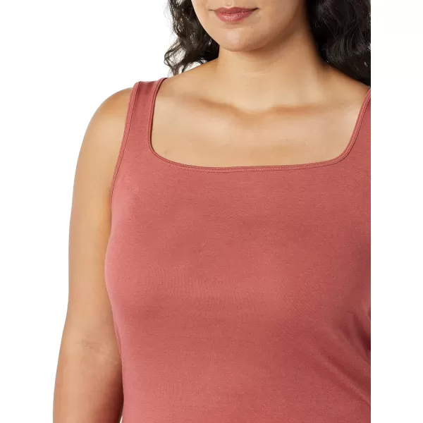 Amazon Essentials Womens Slim Fit Square Neck Tank Pack of 2Brick Red