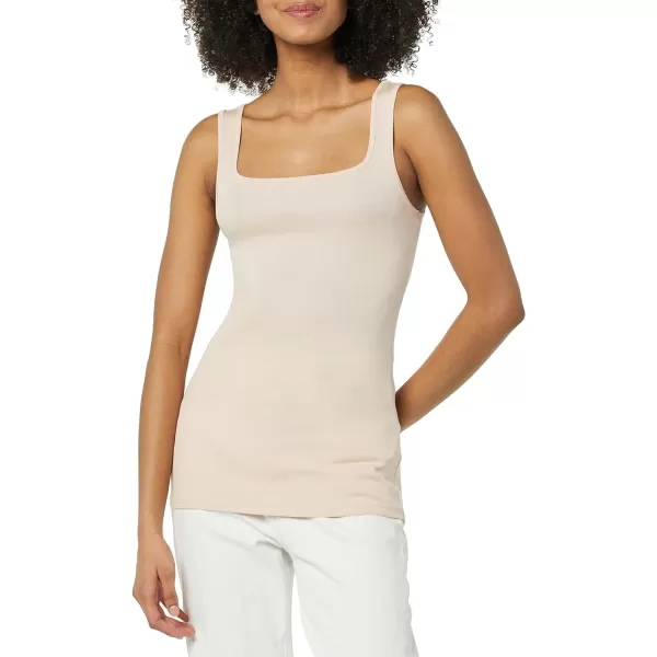 Amazon Essentials Womens Slim Fit Square Neck Tank Pack of 2Light Beige