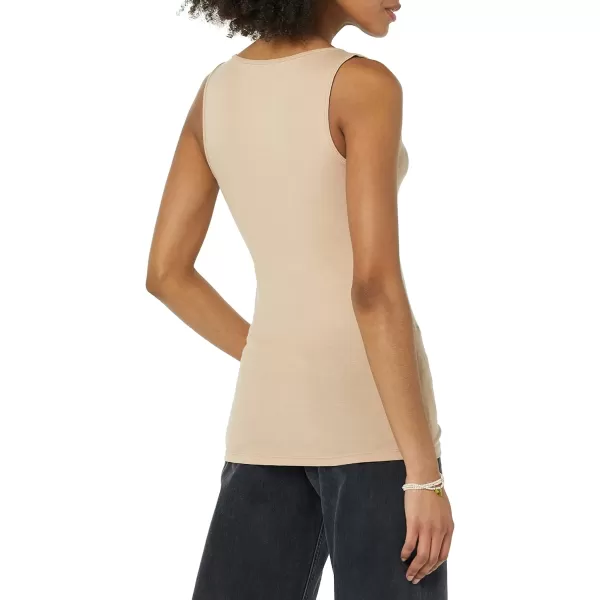 Amazon Essentials Womens Slim Fit Square Neck Tank Pack of 2Medium Beige