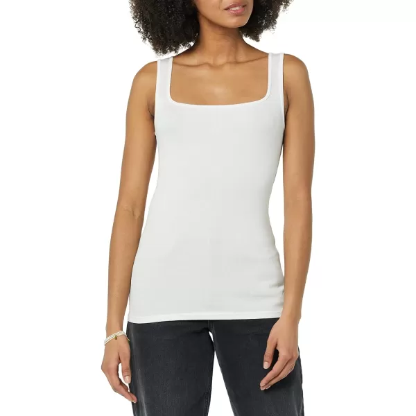 Amazon Essentials Womens Slim Fit Square Neck Tank Pack of 2White