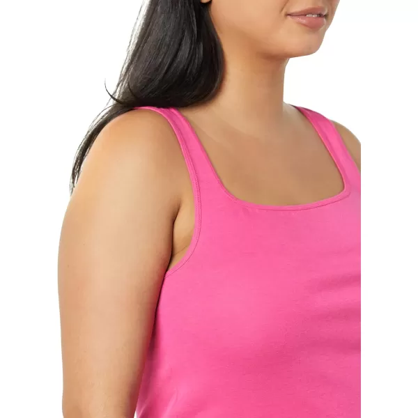 Amazon Essentials Womens Slim Fit Square Neck Tank Pack of 2WhiteDark Pink