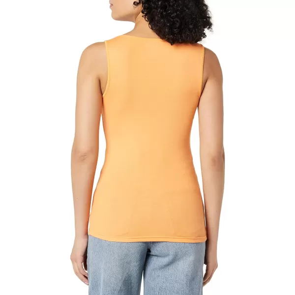 Amazon Essentials Womens Slim Fit Square Neck Tank Pack of 2WhiteMelon Orange