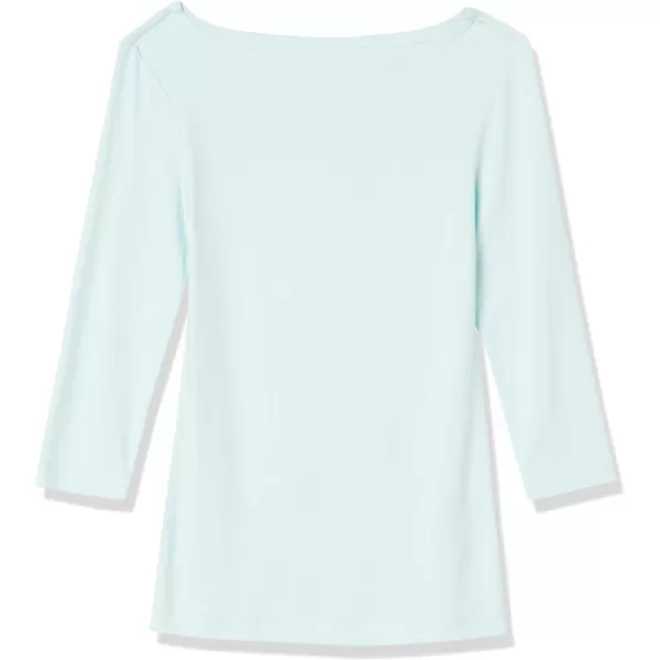 Amazon Essentials Womens SlimFit 34 Sleeve Solid Boat Neck TShirtAqua Blue