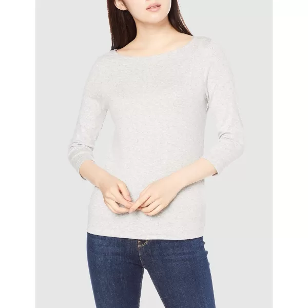 Amazon Essentials Womens SlimFit 34 Sleeve Solid Boat Neck TShirtLight Grey Heather