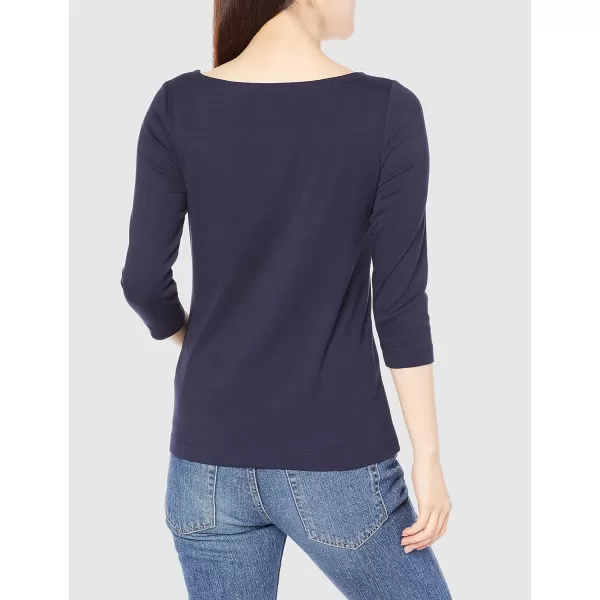 Amazon Essentials Womens SlimFit 34 Sleeve Solid Boat Neck TShirtNavy