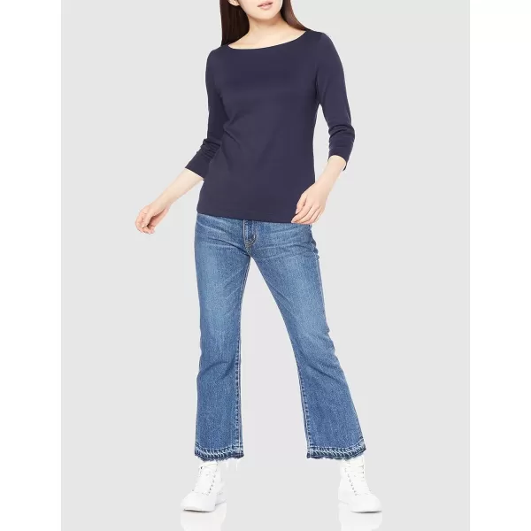 Amazon Essentials Womens SlimFit 34 Sleeve Solid Boat Neck TShirtNavy