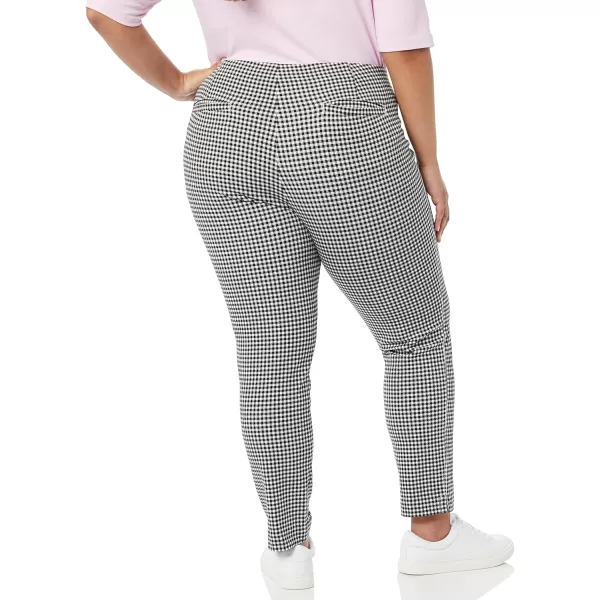 Amazon Essentials Womens SlimFit BiStretch Side Zip Ankle PantBlack White Gingham