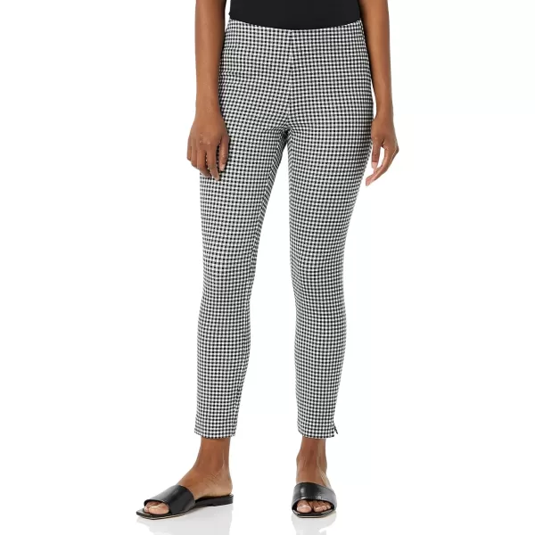 Amazon Essentials Womens SlimFit BiStretch Side Zip Ankle PantBlack White Gingham