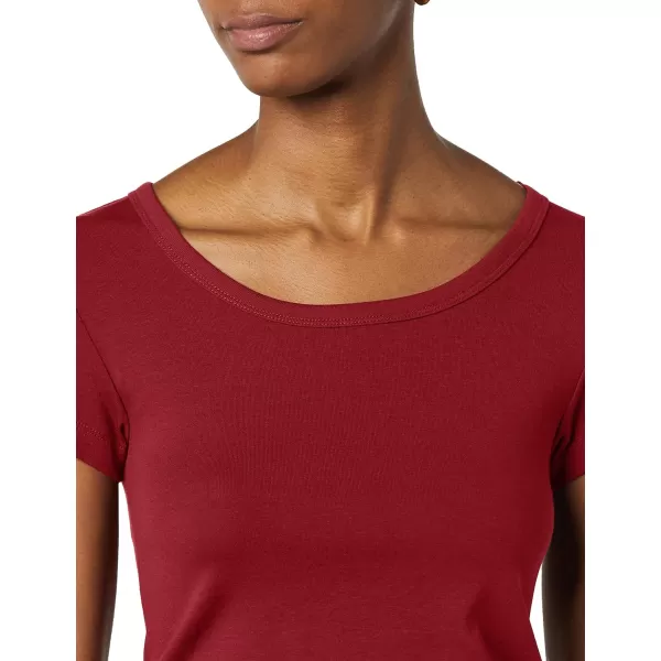 Amazon Essentials Womens SlimFit CapSleeve Scoop Neck TShirt Pack of 2Charcoal HeatherBurgundy