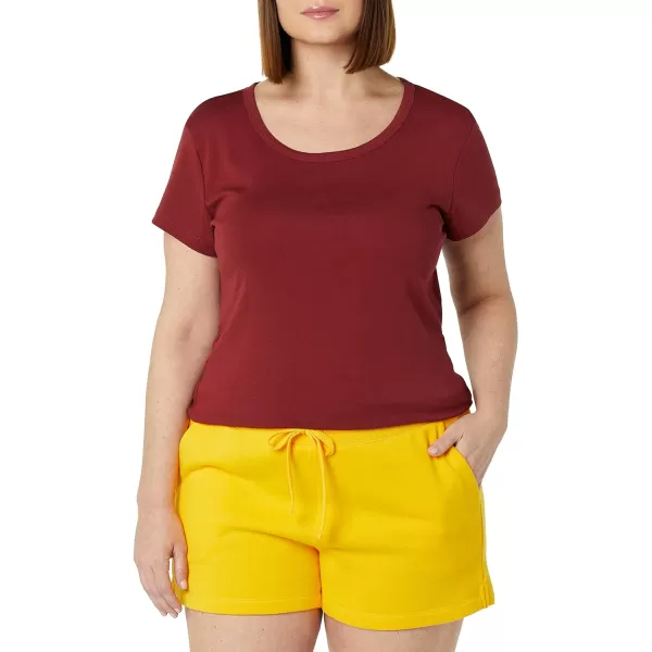 Amazon Essentials Womens SlimFit CapSleeve Scoop Neck TShirt Pack of 2Charcoal HeatherBurgundy