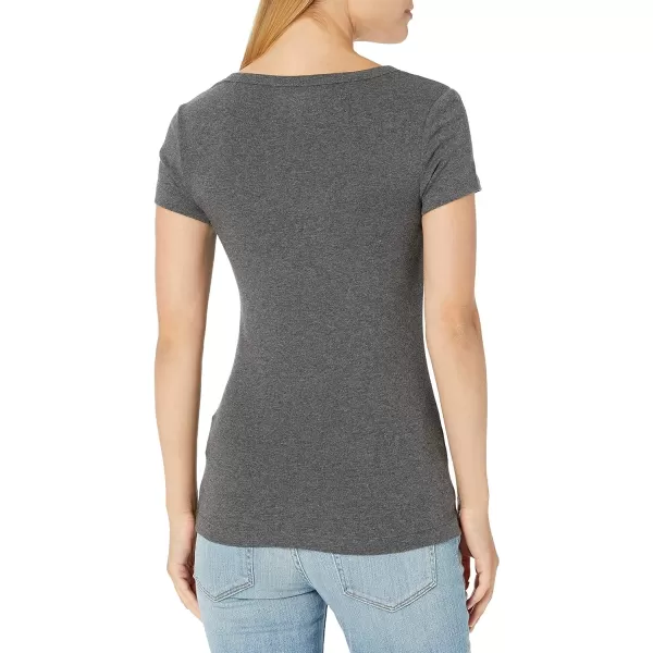 Amazon Essentials Womens SlimFit CapSleeve Scoop Neck TShirt Pack of 2Charcoal HeatherLight Grey Heather