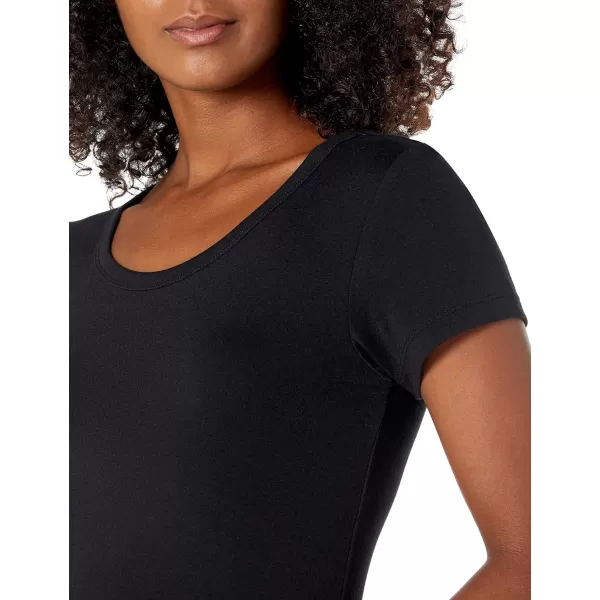 Amazon Essentials Womens SlimFit CapSleeve Scoop Neck TShirt Pack of 2Dark OliveBlack