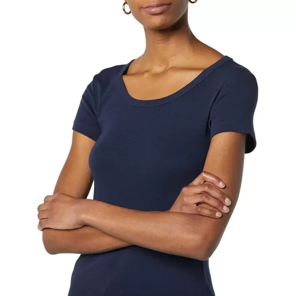 Amazon Essentials Womens SlimFit CapSleeve Scoop Neck TShirt Pack of 2Navy