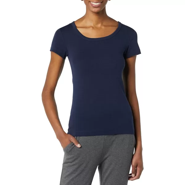 Amazon Essentials Womens SlimFit CapSleeve Scoop Neck TShirt Pack of 2Navy