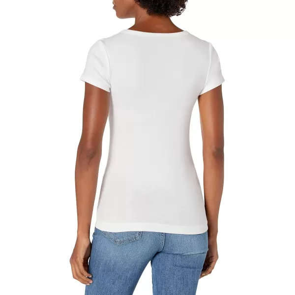 Amazon Essentials Womens SlimFit CapSleeve Scoop Neck TShirt Pack of 2White