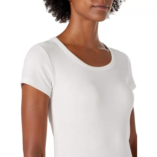 Amazon Essentials Womens SlimFit CapSleeve Scoop Neck TShirt Pack of 2White