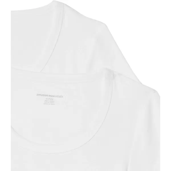 Amazon Essentials Womens SlimFit CapSleeve Scoop Neck TShirt Pack of 2White