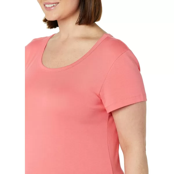 Amazon Essentials Womens SlimFit CapSleeve Scoop Neck TShirt Pack of 2WhiteDark Pink