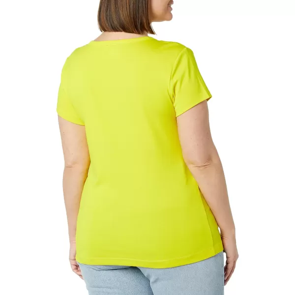 Amazon Essentials Womens SlimFit CapSleeve Scoop Neck TShirt Pack of 2WhiteLemon Yellow