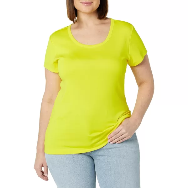 Amazon Essentials Womens SlimFit CapSleeve Scoop Neck TShirt Pack of 2WhiteLemon Yellow