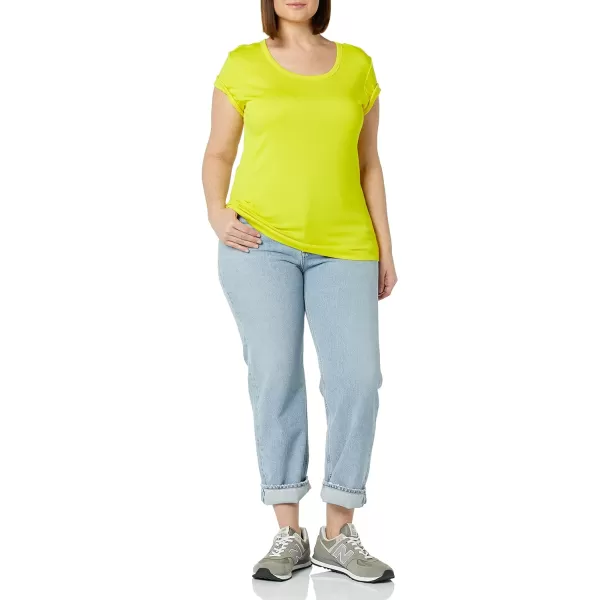 Amazon Essentials Womens SlimFit CapSleeve Scoop Neck TShirt Pack of 2WhiteLemon Yellow