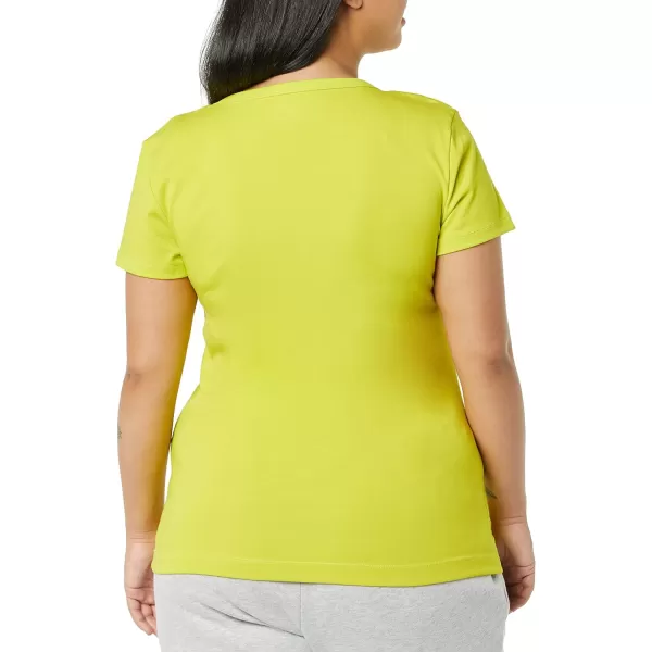 Amazon Essentials Womens SlimFit CapSleeve Scoop Neck TShirt Pack of 2WhiteLime Green