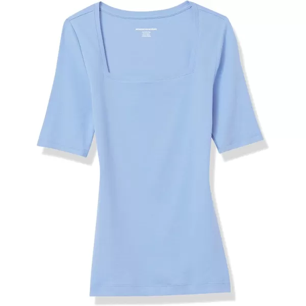 Amazon Essentials Womens SlimFit Half Sleeve Square Neck TShirtBlue