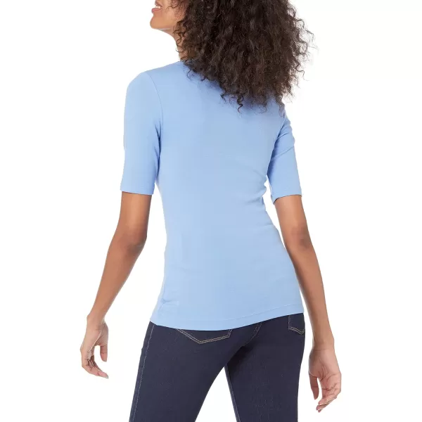 Amazon Essentials Womens SlimFit Half Sleeve Square Neck TShirtBlue