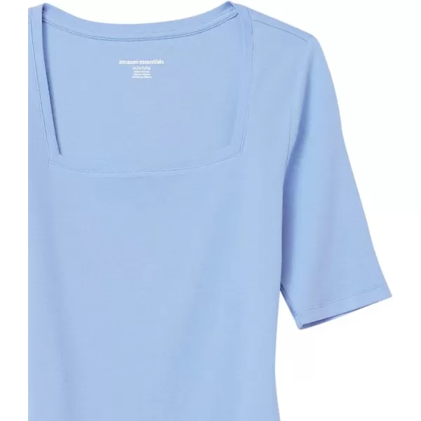 Amazon Essentials Womens SlimFit Half Sleeve Square Neck TShirtBlue