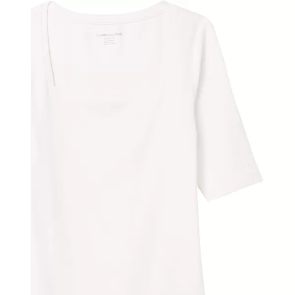 Amazon Essentials Womens SlimFit Half Sleeve Square Neck TShirtBright White