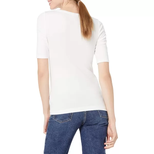 Amazon Essentials Womens SlimFit Half Sleeve Square Neck TShirtBright White