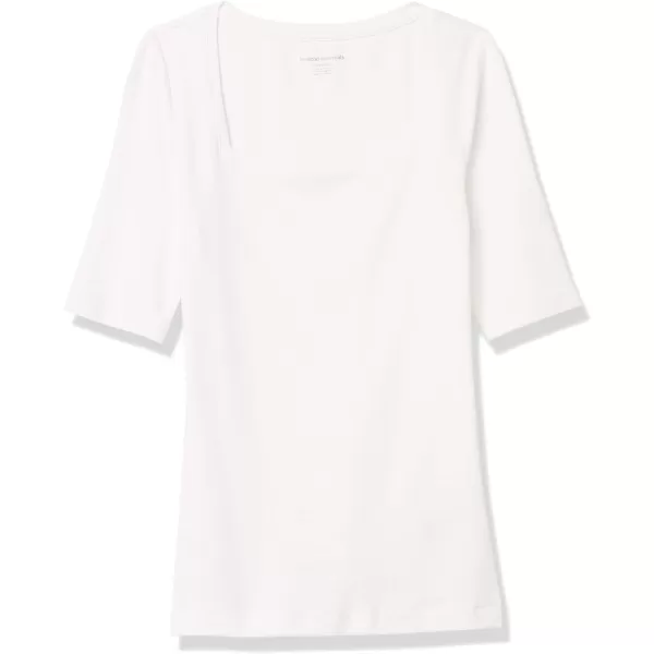 Amazon Essentials Womens SlimFit Half Sleeve Square Neck TShirtBright White