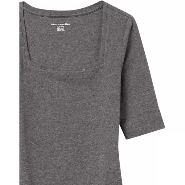 Amazon Essentials Womens SlimFit Half Sleeve Square Neck TShirtCharcoal Heather