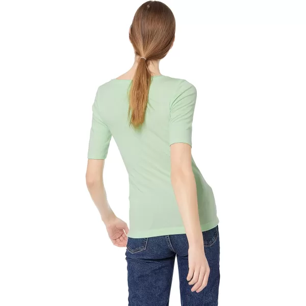 Amazon Essentials Womens SlimFit Half Sleeve Square Neck TShirtGreen