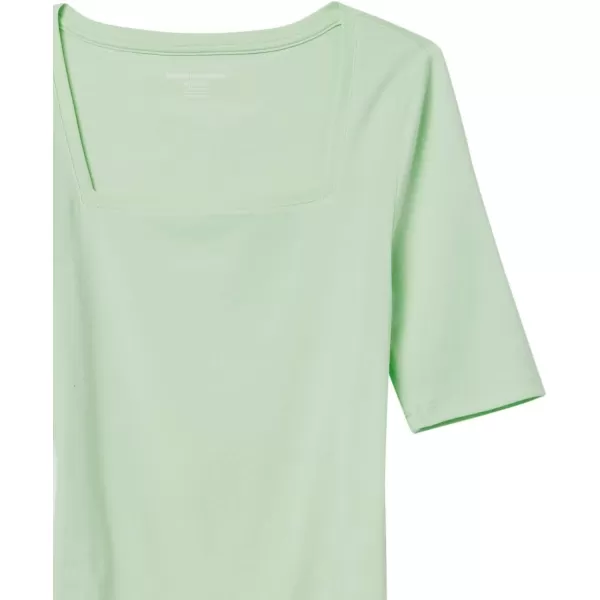 Amazon Essentials Womens SlimFit Half Sleeve Square Neck TShirtGreen