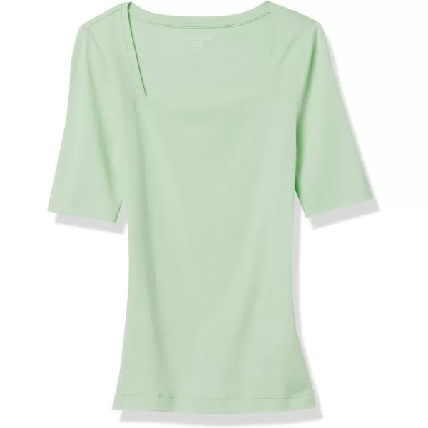 Amazon Essentials Womens SlimFit Half Sleeve Square Neck TShirtGreen