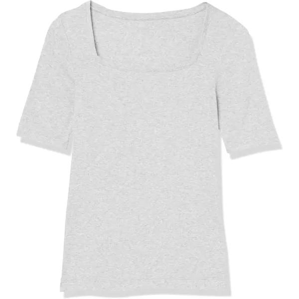 Amazon Essentials Womens SlimFit Half Sleeve Square Neck TShirtLight Grey Heather