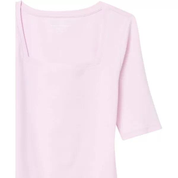 Amazon Essentials Womens SlimFit Half Sleeve Square Neck TShirtLight Pink