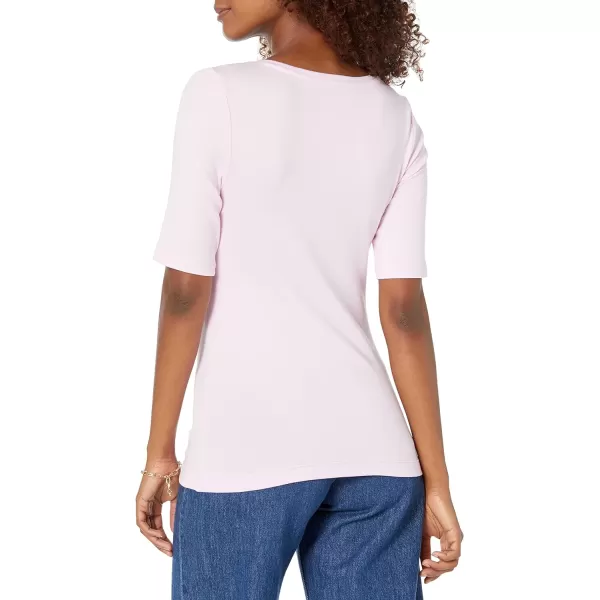 Amazon Essentials Womens SlimFit Half Sleeve Square Neck TShirtLight Pink