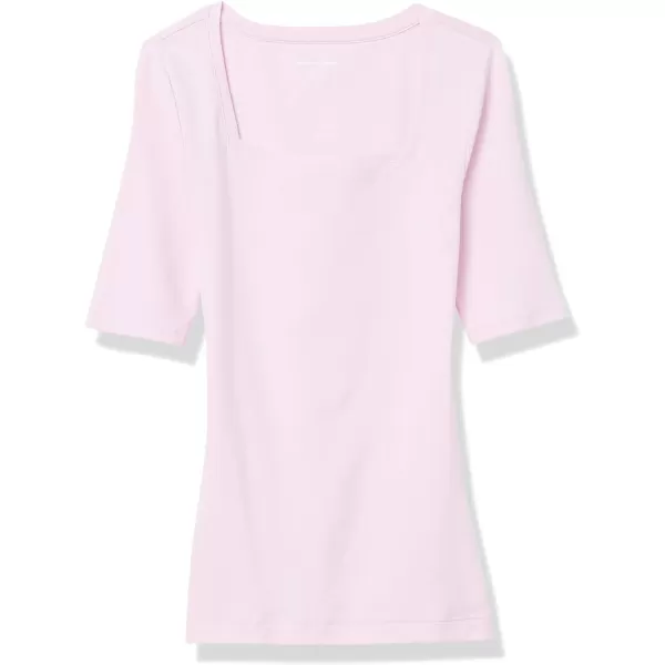 Amazon Essentials Womens SlimFit Half Sleeve Square Neck TShirtLight Pink