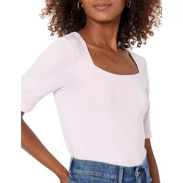 Amazon Essentials Womens SlimFit Half Sleeve Square Neck TShirtLight Pink