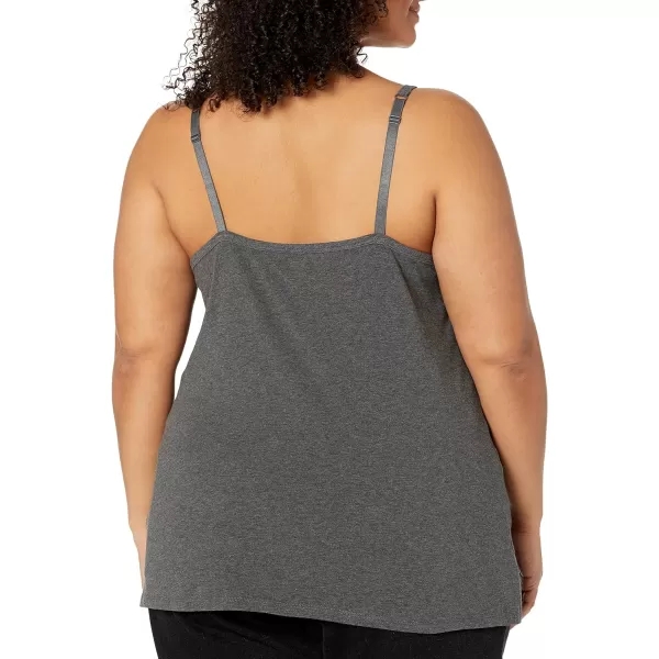 Amazon Essentials Womens SlimFit Knit VNeck Layering Cami Available in Plus Size Pack of 4BlackCharcoal HeatherLight Grey HeatherWhite