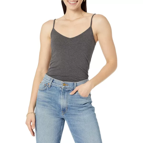 Amazon Essentials Womens SlimFit Knit VNeck Layering Cami Available in Plus Size Pack of 4BlackCharcoal HeatherLight Grey HeatherWhite