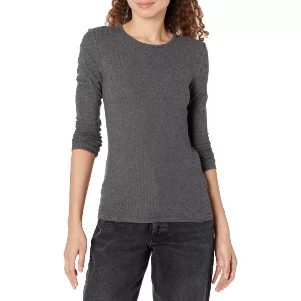 Amazon Essentials Womens SlimFit Layering Long Sleeve Knit Rib Crew Neck Available in Plus Size Pack of 2BlackCharcoal Heather