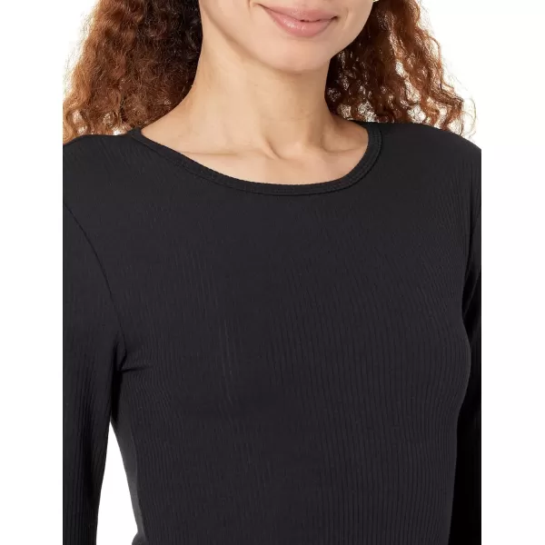 Amazon Essentials Womens SlimFit Layering Long Sleeve Knit Rib Crew Neck Available in Plus Size Pack of 2Eggshell WhiteBlack