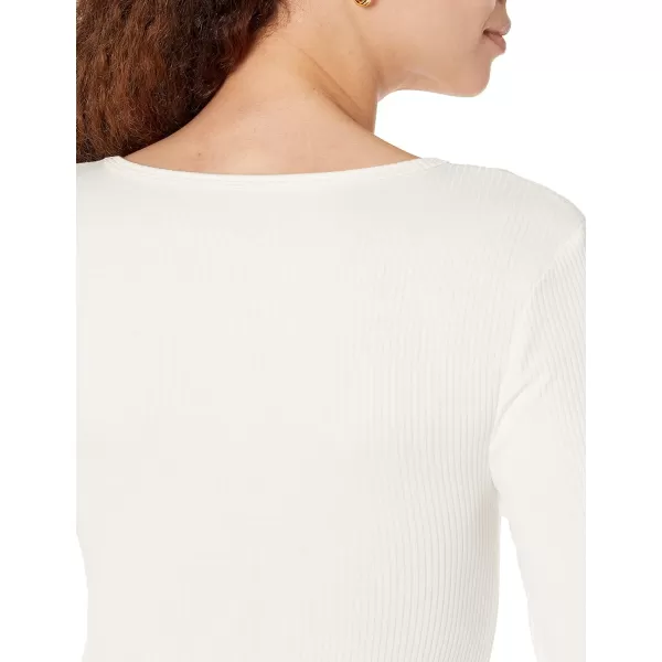 Amazon Essentials Womens SlimFit Layering Long Sleeve Knit Rib Crew Neck Available in Plus Size Pack of 2Eggshell WhiteEspresso