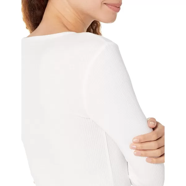 Amazon Essentials Womens SlimFit Layering Long Sleeve Knit Rib Crew Neck Available in Plus Size Pack of 2White