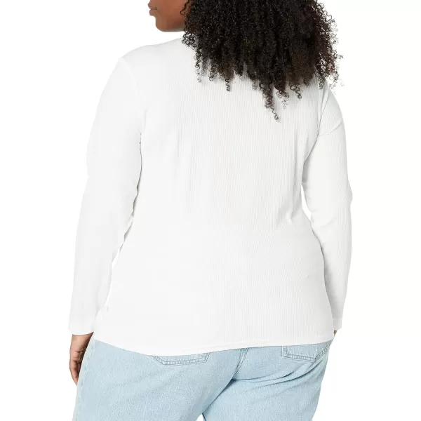 Amazon Essentials Womens SlimFit Layering Long Sleeve Knit Rib Crew Neck Available in Plus Size Pack of 2White